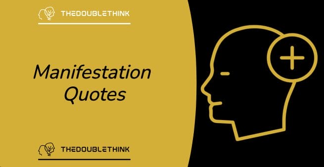 manifestation quotes in black text on gold and black diagonally split background