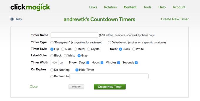 countdown timers screenshot