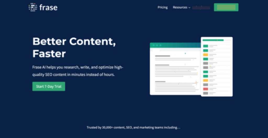 frase.io website front page image