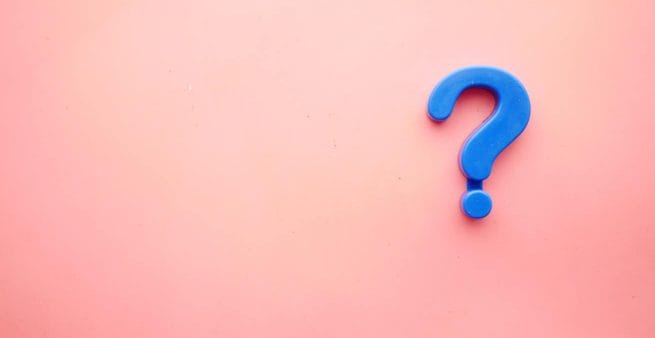 can a landing page serve as a website image of blue question mark on pink background