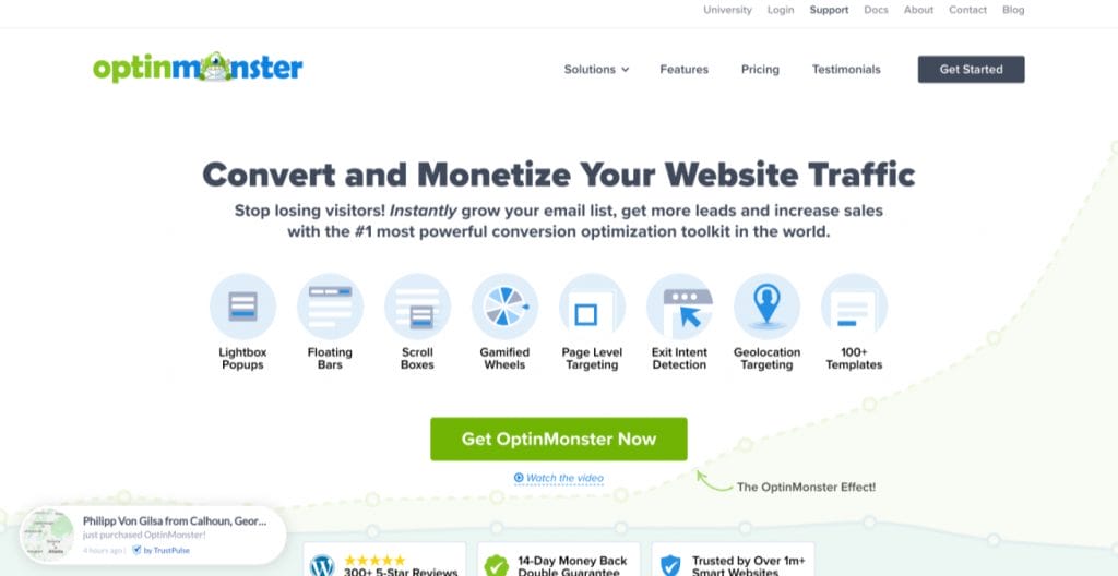 optinmonster homepage screenshot