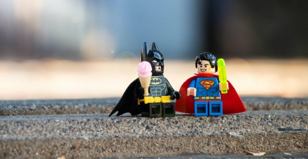 lego batman and superman as proxy for what's the difference between landing page vs squeeze page