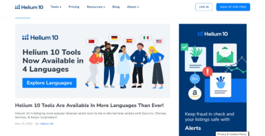 screenshot of blog page of helium 10 amazon fba seller blog