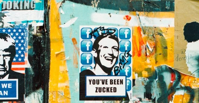 grafitti image of mark zuckerberg on wall as proxy for starting my own business 