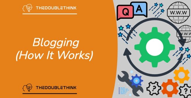 how blogging works white text on orange background