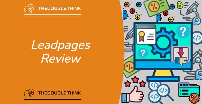 leadpages review in white text on orange background