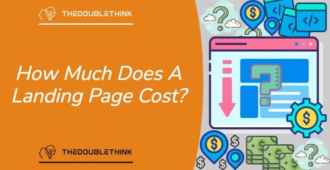 how much does a landing page cost? in white text on orange background