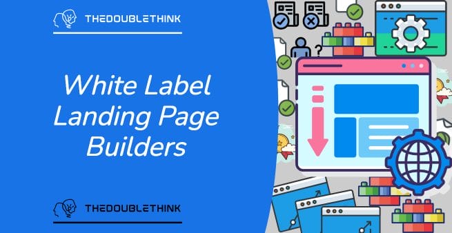 white label landing page builders in white text on vivid blue background